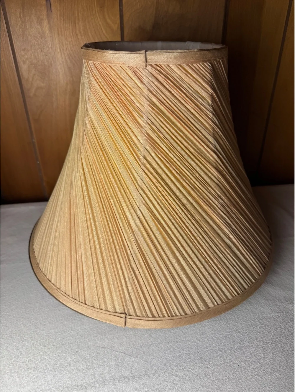 Vintage Pleated Lampshade Large 16 Inch Bell Shade Champagne Beige Lamp Shade